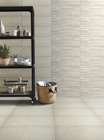 Décor mural "Konkrete" ivoire - l. 20 x L. 60 cm - GoodHome - Brico Dépôt