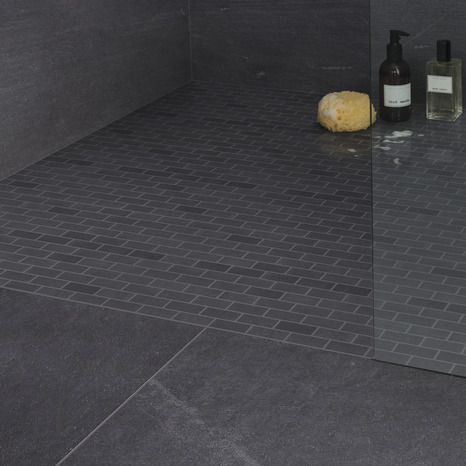 Mosaïque sol/mur pierre naturelle "Slate" gris anthracite - l. 30 x L. 30 cm - GoodHome - Brico Dépôt