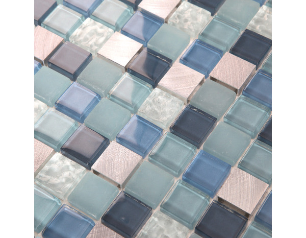 Mosaïque "Lizon" mix bleu - l. 30 x L. 30 cm - GoodHome - Brico Dépôt