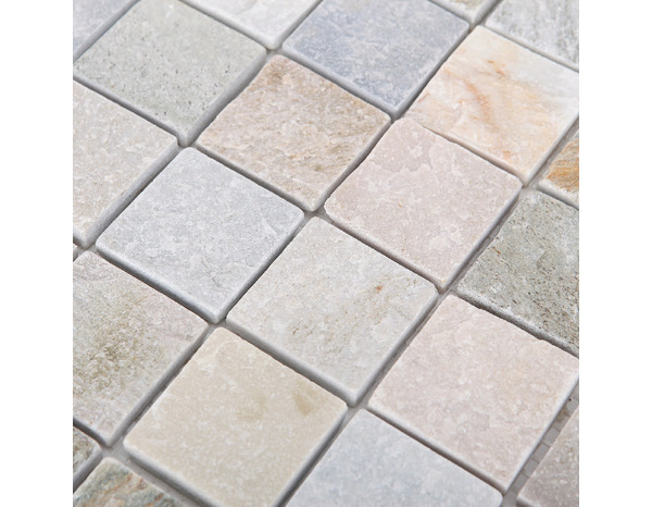 Mosaïque sol/mur pierre naturelle "Quartzite" beige - l. 30 x L. 30 cm - GoodHome - Brico Dépôt