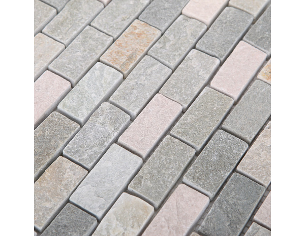 Mosaïque sol/mur pierre naturelle "Quartzite" mix gris/beige - l. 30 x L. 30 cm - GoodHome - Brico Dépôt