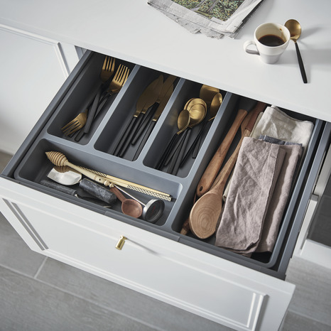 Range couverts extensible gris "Datil" 55 x 5 cm, 1 compartiment - GoodHome - Brico Dépôt