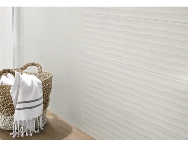 Décor mural "Textile" blanc - l. 20 x L. 60 cm - GoodHome - Brico Dépôt