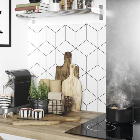 Crédence réversible géométrique / blanc - l.180 x H.60 cm, Ep 3 mm - Cooke and Lewis - Brico Dépôt