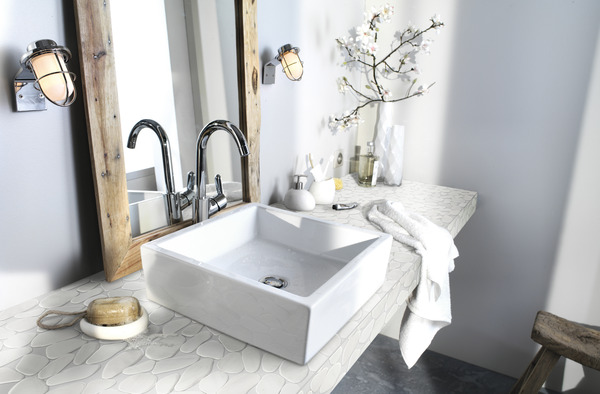 Plaque de galets ronds plats ivoire L.31,5 x l.31,5 cm - GoodHome - Brico Dépôt