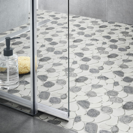 Plaque de galets ronds plats ivoire - L.31,5 x l.31,5 cm - GoodHome - Brico Dépôt