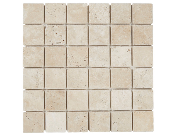 Mosaïque Travertin pierre naturelle beige - l. 30,5 x L. 30,5 cm - Carreaux 5 x 5 cm - GoodHome - Brico Dépôt