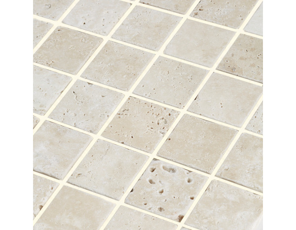 Mosaïque Travertin pierre naturelle beige - l. 30,5 x L. 30,5 cm - Carreaux 5 x 5 cm - GoodHome - Brico Dépôt