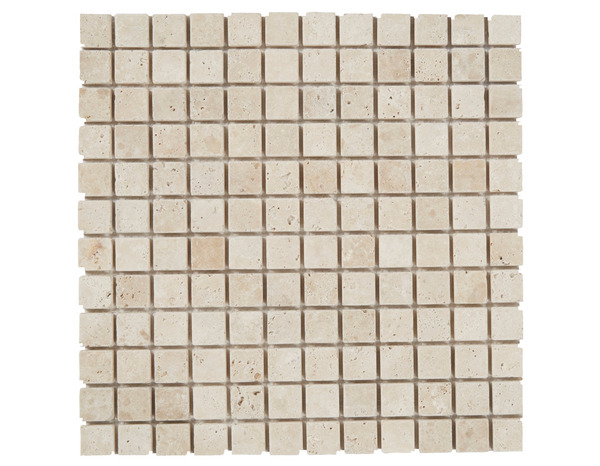Mosaïque Travertin pierre naturelle beige - l. 30,5 x L. 30,5 cm - Carreaux 3 x 3 cm - GoodHome - Brico Dépôt