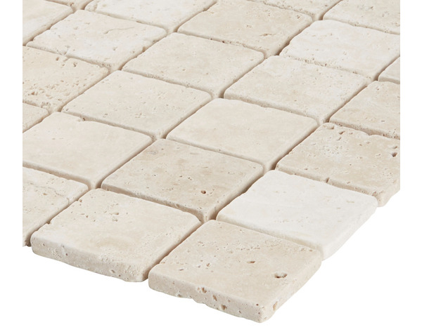 Mosaïque Travertin pierre naturelle beige - l. 30,5 x L. 30,5 cm - Carreaux 5 x 5 cm - GoodHome - Brico Dépôt