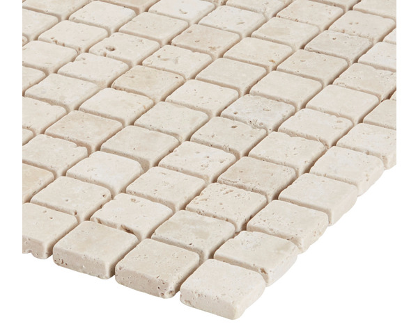 Mosaïque Travertin pierre naturelle beige - l. 30,5 x L. 30,5 cm - Carreaux 3 x 3 cm - GoodHome - Brico Dépôt