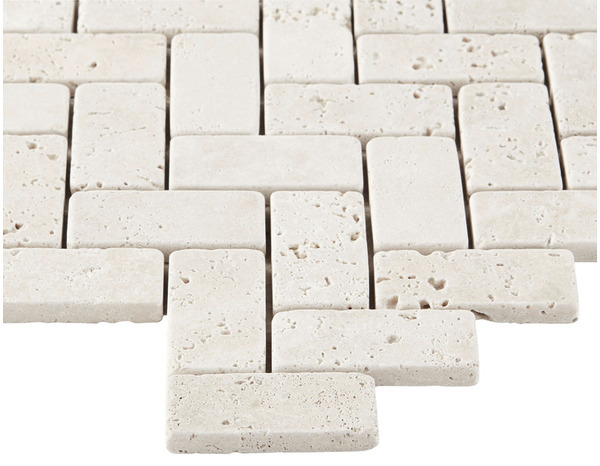 Mosaïque Travertin pierre naturelle beige - l. 28,5 x L. 31 cm - GoodHome - Brico Dépôt