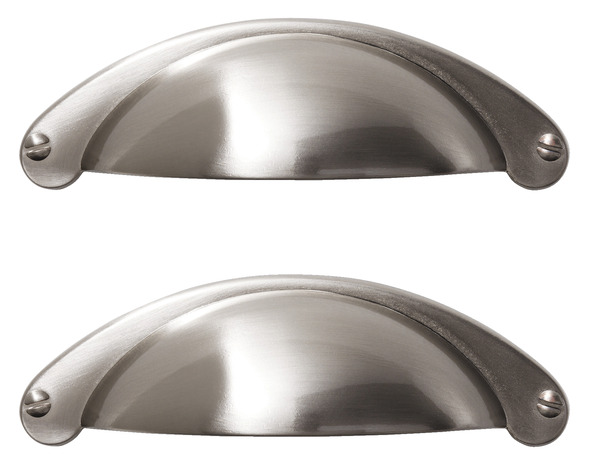 Lot de 2 poignées effet nickel argent brossé "Ancho" L. 10,3 cm - GoodHome - Brico Dépôt