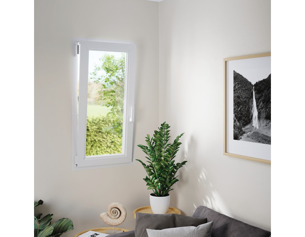 Fenêtre PVC blanc oscillo-battante 1 vantail droit h.105 x l.80 cm - GoodHome - Brico Dépôt