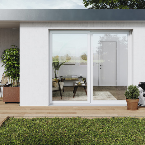 Baie vitrée PVC blanc 2 vantaux  H.200 x l.240 cm - GoodHome - Brico Dépôt