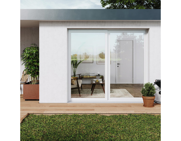 Baie vitrée PVC blanc 2 vantaux H.215 x l.210 cm - GoodHome - Brico Dépôt