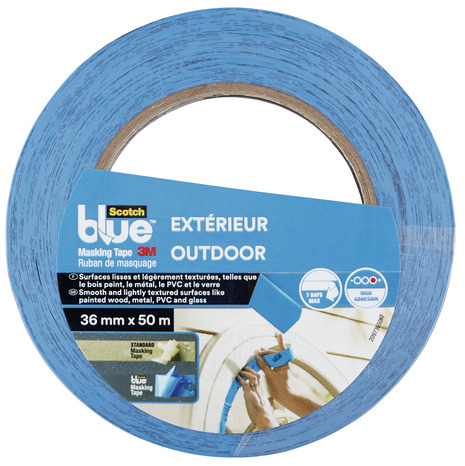 Scotch de masquage bleu extérieur 36 mm x 50 m - Scotchblue - Brico Dépôt