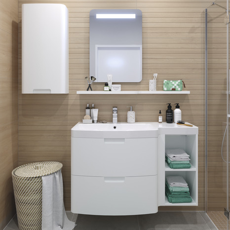 Meuble sous vasque à suspendre blanc "Himalia" L. 105 x H. 60 x P. 45cm - GoodHome - Brico Dépôt