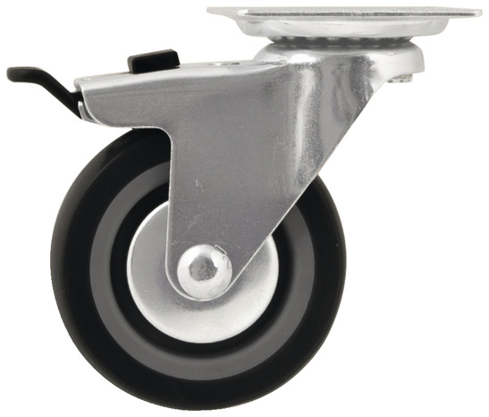 Roulette pivotante PU gris avec frein - H. 9,85 x Ø 7,5 cm - 55 kg - Brico Dépôt