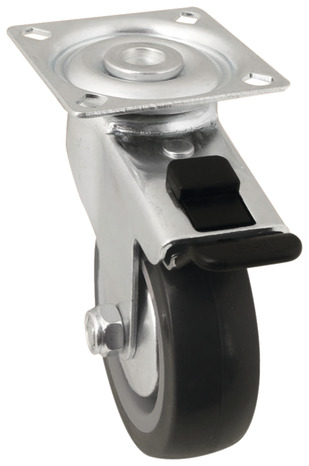 Roulette pivotante PU gris avec frein - H. 9,85 x Ø 7,5 cm - 55 kg - Brico Dépôt