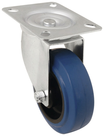 Roulette pivotante caoutchouc bleu - Ø 10 cm - 100 kg - Brico Dépôt