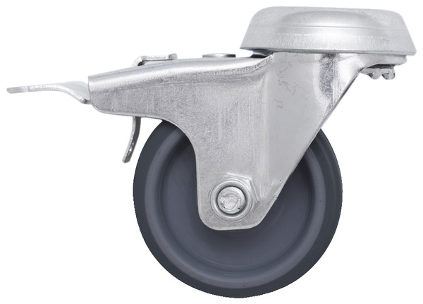 Roulette pivotante PU gris - Ø 5 cm avec frein - 30 kg - Brico Dépôt