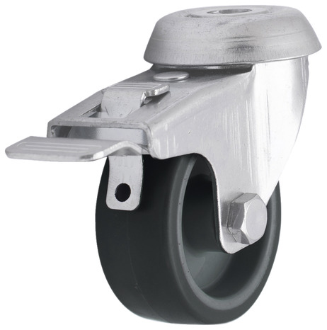 Roulette pivotante PU gris - Ø 5 cm avec frein - 30 kg - Brico Dépôt