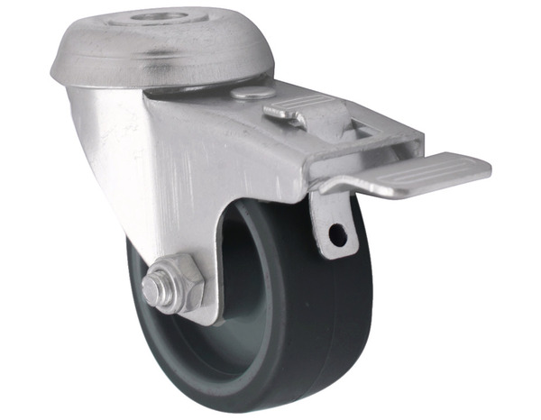 Roulette pivotante PU gris - Ø 5 cm avec frein - 30 kg - Brico Dépôt