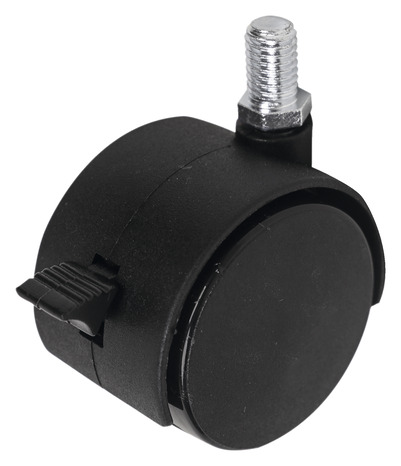 Roulette jumelée pivotante PP noir avec frein - Ø 5 cm - 30 kg - Brico Dépôt