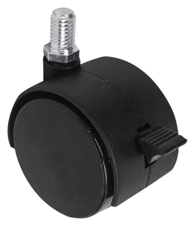 Roulette jumelée pivotante PP noir avec frein - Ø 5 cm - 30 kg - Brico Dépôt