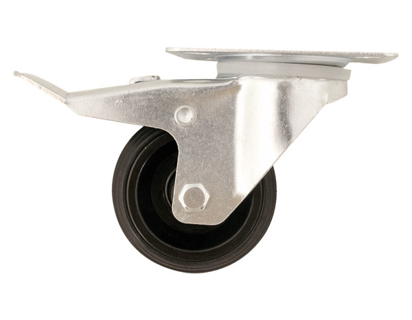 Roulette pivotante PVC gris avec frein - Ø 8 cm - 70 kg - Brico Dépôt