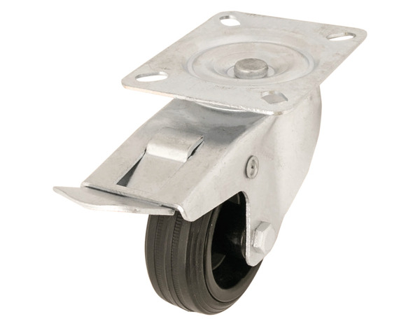 Roulette pivotante PVC gris avec frein - Ø 8 cm - 70 kg - Brico Dépôt