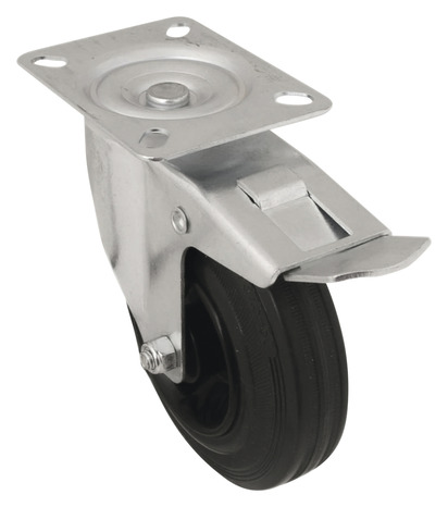 Roulette pivotante PVC noir avec frein - Ø 12,5 cm - 100 kg - Brico Dépôt