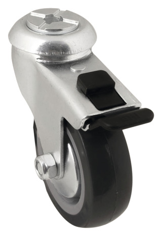 Roulette pivotante PU gris avec frein - H. 10 x Ø 7,5 cm - 55 kg - Brico Dépôt