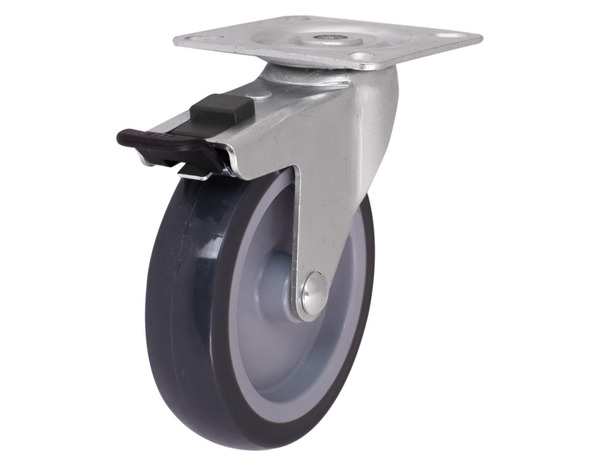 Roulette pivotante PU gris avec frein - Ø 10 cm - 70 kg - Brico Dépôt