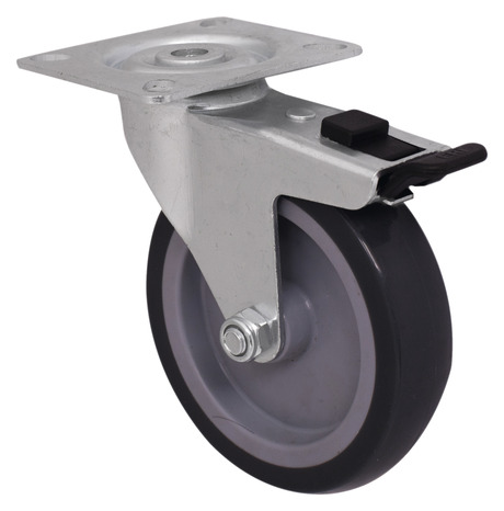 Roulette pivotante PU gris avec frein - Ø 10 cm - 70 kg - Brico Dépôt