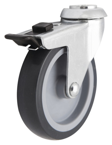 Roulette pivotante PU noir avec frein - Ø. 10 cm - 70 kg - Brico Dépôt