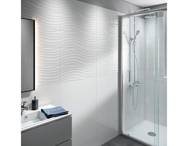 Carrelage mural "Plain" blanc brillant - l. 20 x L. 60 cm - GoodHome - Brico Dépôt