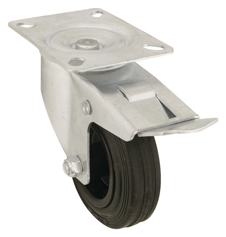 Roulette pivotante PVC noir avec frein - Ø 10 cm - 75 kg - Brico Dépôt