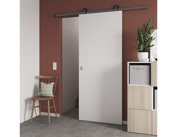 Porte coulissante "Alpille" blanche H. 204 cm x Larg. 83 cm - Brico Dépôt