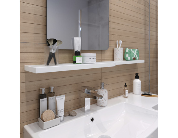 Étagère de salle de bains blanc Himalia - L.105 x P. 15 cm - GoodHome - Brico Dépôt