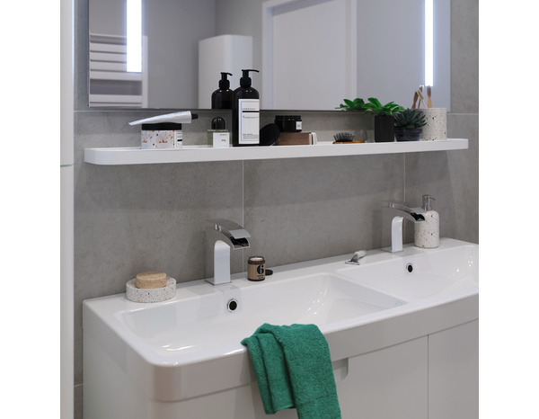 Étagère de salle de bains blanc Himalia - L.120 x P. 15 cm - GoodHome - Brico Dépôt