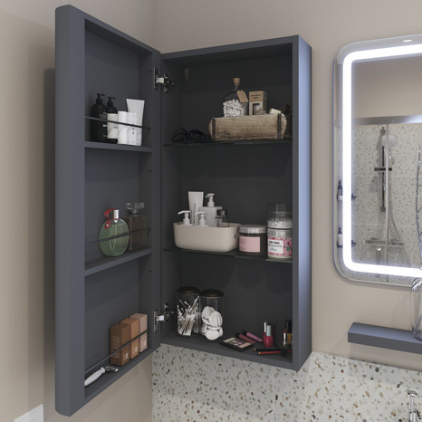 Colonne de rangement Gris "Himalia" - L.40 x H.80 x P.20 cm - GoodHome - Brico Dépôt