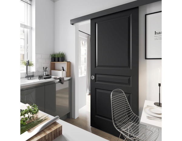 Porte coulissante prépeint "Ordesa" H. 204 cm x Larg. 83 cm x ép. 40 mm - Brico Dépôt
