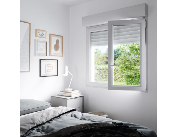 Fenêtre PVC blanche 2 vantaux oscillo-battante + volet roulant intégré - h.75 x L.120 cm - GoodHome - Brico Dépôt