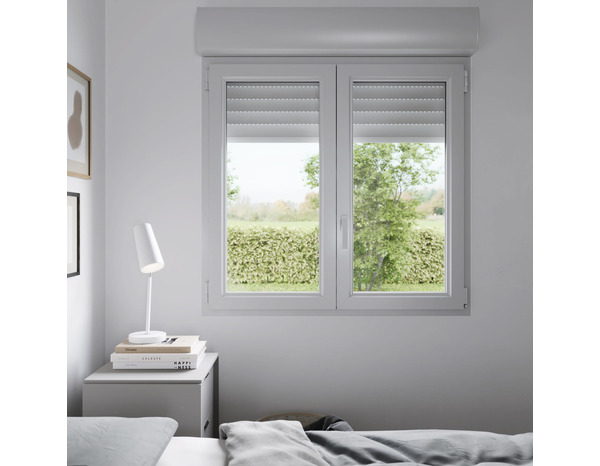 Fenêtre PVC blanc oscillo-battante 2 vantaux + volet roulant h.105 x l.120 cm - GoodHome - Brico Dépôt