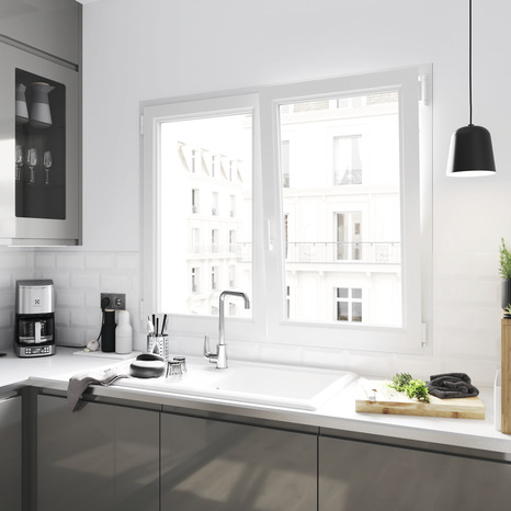 Fenêtre PVC blanc oscillo-battante 2 vantaux h.135 x l.90 cm - GoodHome - Brico Dépôt