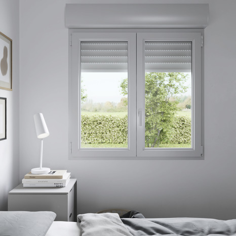 Fenêtre PVC blanc oscillo-battante 2 vantaux + volet roulant h.115 x l.100 cm - GoodHome - Brico Dépôt