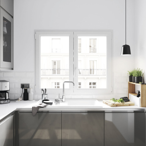 Fenêtre PVC blanc oscillo-battante 2 vantaux h.135 x l.90 cm - GoodHome - Brico Dépôt