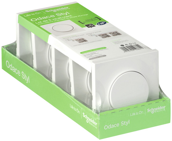 Lot 5 interrupteurs va-et-vient à vis + plaque "Odace Styl" blanc - Schneider Electric - Brico Dépôt